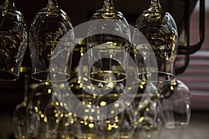 Selective blur on Beer mugs and glasses with the logos of Lav Pivo. photo