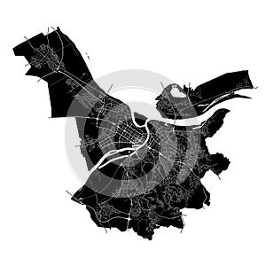 Belgrade, Serbia, Black and White high resolution vector map