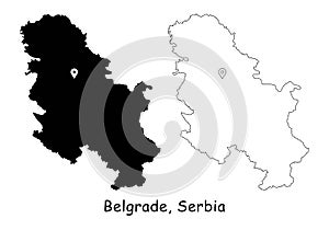 Belgrade, Serbia. Detailed Country Map with Location Pin on Capital City.
