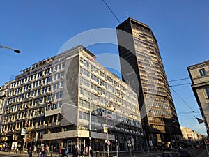 Belgrade Serbia glass skyscraper as landmark