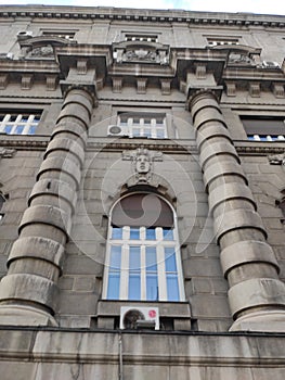 Belgrade Serbia Government bulding nicely decorated window with pillars