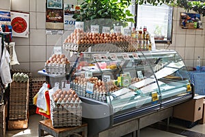 fresh eggs at the Serbian Zeleni Venac farmer's market.