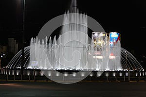 Belgrade, Serbia: june 23. 2017 - The New Musical Fountain in Belgrade near Hotel Slavija in Belgrade.