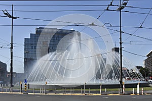 New Musical Fountain in Belgrade at Slavija square in Belgrade