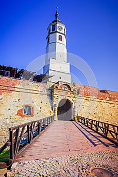 Belgrade, Serbia. Kalemegdan Fortress walls and Sahat Kula (Clock Tower photo