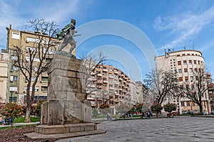 Park of Vojvoda Vuk and Monument to Vojvoda Vuk in the center of Belgrade, Serbia.