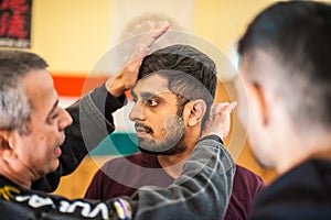 Kapap instructor Avi Nardia demonstrates fighting self defense t