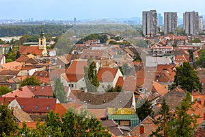 Belgrade, Serbia panoramic view with church, Zemun