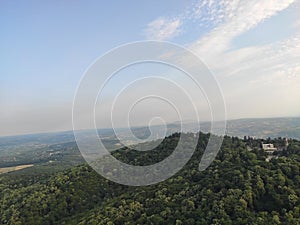 Belgrade Serbia panoramic view of mountain Avala from Avala tower