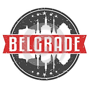 Belgrade Serbia Round Travel Stamp. Icon Skyline City Design. Seal Tourism Badge Illustration.