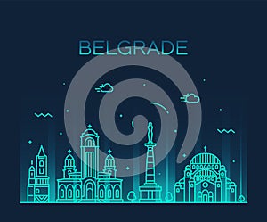 Belgrade Serbia skyline vector city linear style