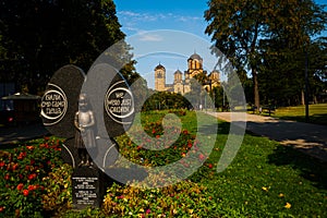 Belgrade, Serbia: St. Mark`s Church in the background, Tasmajdan Park, Belgrade
