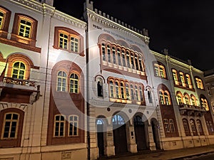 Belgrade Serbia University bulding by night photo