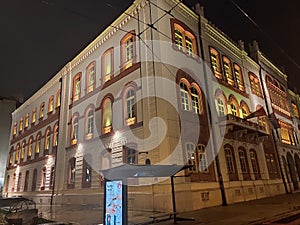 Belgrade Serbia University bulding side view by night photo
