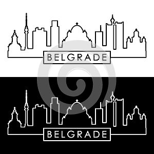 Belgrade skyline. Linear style. Editable vector file.