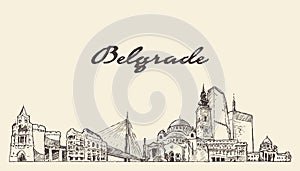 Belgrade skyline Serbia hand drawn vector sketch photo