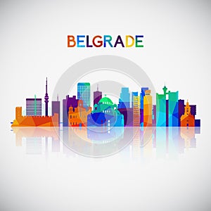 Belgrade skyline silhouette in colorful geometric style. photo