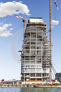 Belgrade Tower Under Construction Within the Belgrade Waterfront Urban Development Project