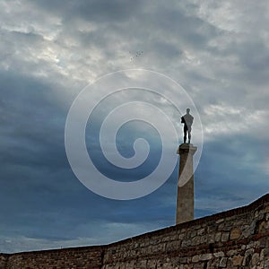 Belgrade winner monument sky clouds blue