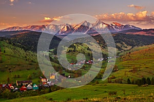 Belianske Tatry mountains and meadows over Osturna