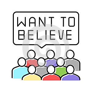 belief in ufology color icon vector illustration