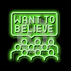 belief in ufology neon glow icon illustration