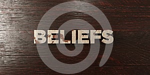 Beliefs - grungy wooden headline on Maple - 3D rendered royalty free stock image