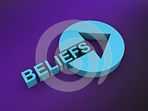 beliefs word on purple