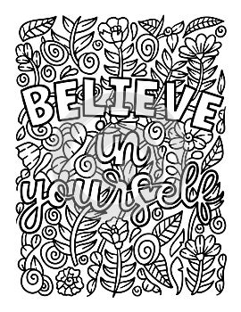 Believe In Yourself Motivational Quote Coloring