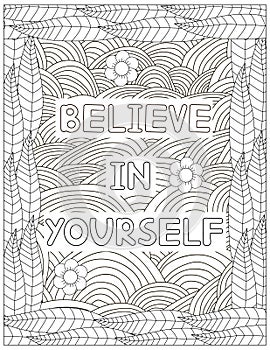 Believe in yourself. Quote coloring page. Affirmation coloring