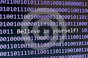 Belive in yourself digits on the screen