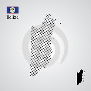 Belize map silhouette halftone style