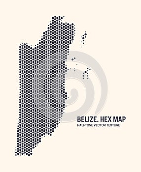 Belize Map Vector Hexagonal Half Tone Pattern Isolated On Light Background