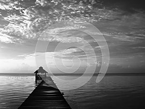 Belize Sunrise in Black and White
