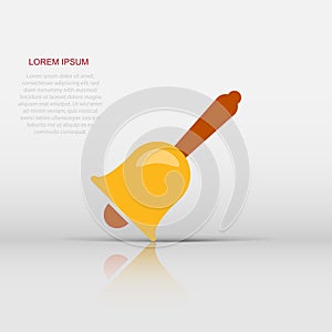 Bell alarm vector icon in flat style. Bell jingle illustration on white isolated background. Gong business concept
