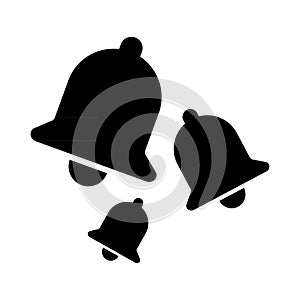 Bell alert icon isolated on white background, black alarm vector illustration symbol, ring web signal