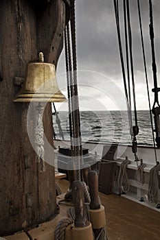 Bell in ancient ship deck