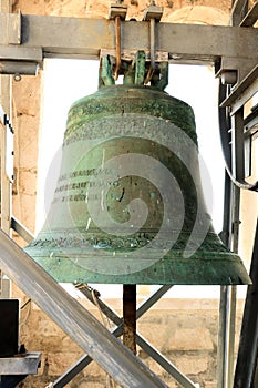 Bell in a bell tower, the old town of Rab, Croatia