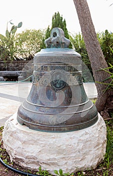 Bell donated by parishioners in courtyard of Greek Orthodox mona