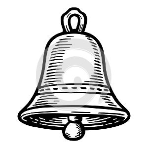A bell is drawn in black and white