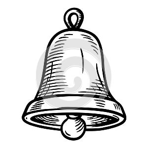A bell is drawn in black and white