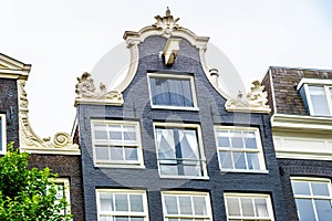 Bell Gable of a restored Historic House in the old city of Amsterdam