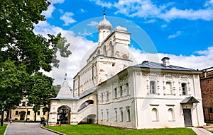 Bell gable of St. Sophia Cathedral at Novgorod Detinets in Russia