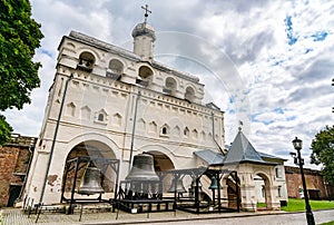 Bell gable of St. Sophia Cathedral at Novgorod Detinets in Russia