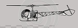 Bell H-13 Sioux. Vector drawing of light observation helicopter.