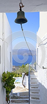 Bell hanging from Greek building