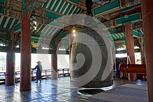 Bell at Hwagyesa Temple in Seoul.