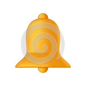 Bell icon. 3d yellow bell for alert, notification and alarm. Symbol for new of notice, message and reminder. Sign for ui,