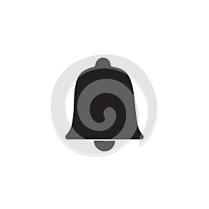 Bell icon in black flat style isolated on white background. Notification symbol for design, logo, app or other uses