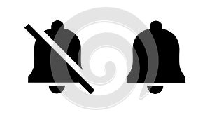 Bell icon in generic style. Mute and unmute bells sign symbol. Notification off and on concept photo